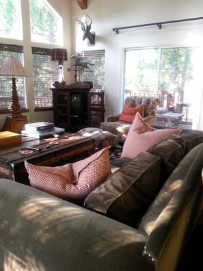 Smart TV, fireplace, video games, DVD player