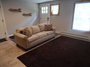 Smart TV, fireplace, video games, DVD player