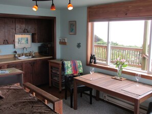 Fridge, microwave, coffee/tea maker, electric kettle