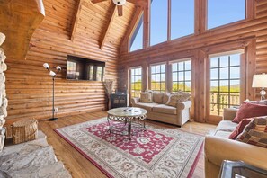 Smart TV, fireplace, DVD player, books