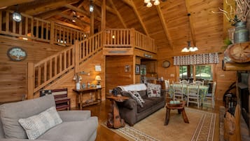 Smart TV, fireplace, DVD player, foosball