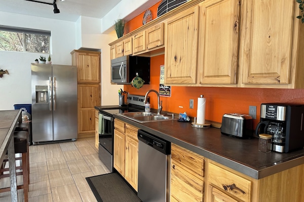 Well stocked kitchen.