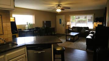 Smart TV, DVD player, foosball, table tennis