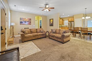 Télévision, cheminée, espaces bureaux