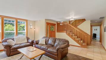 Smart TV, chimenea, reproductor de DVD y videoteca