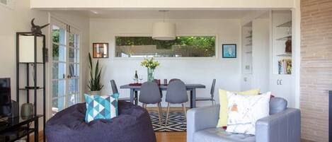 TV, fireplace, DVD player, stereo