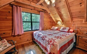 3 bedrooms, iron/ironing board, WiFi, bed sheets - WOW!!!  Creek and Large stocked pond Waterfront Cabin in the National Forest (Cherry Log)