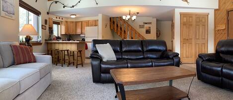 TV, fireplace, DVD player, books