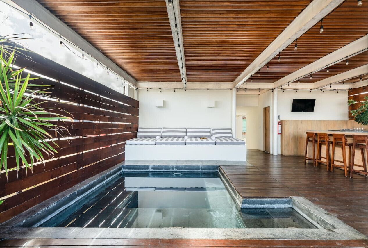 A rooftop pool