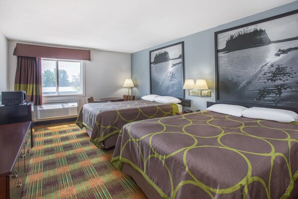 Blackout curtains, iron/ironing board, rollaway beds, free WiFi