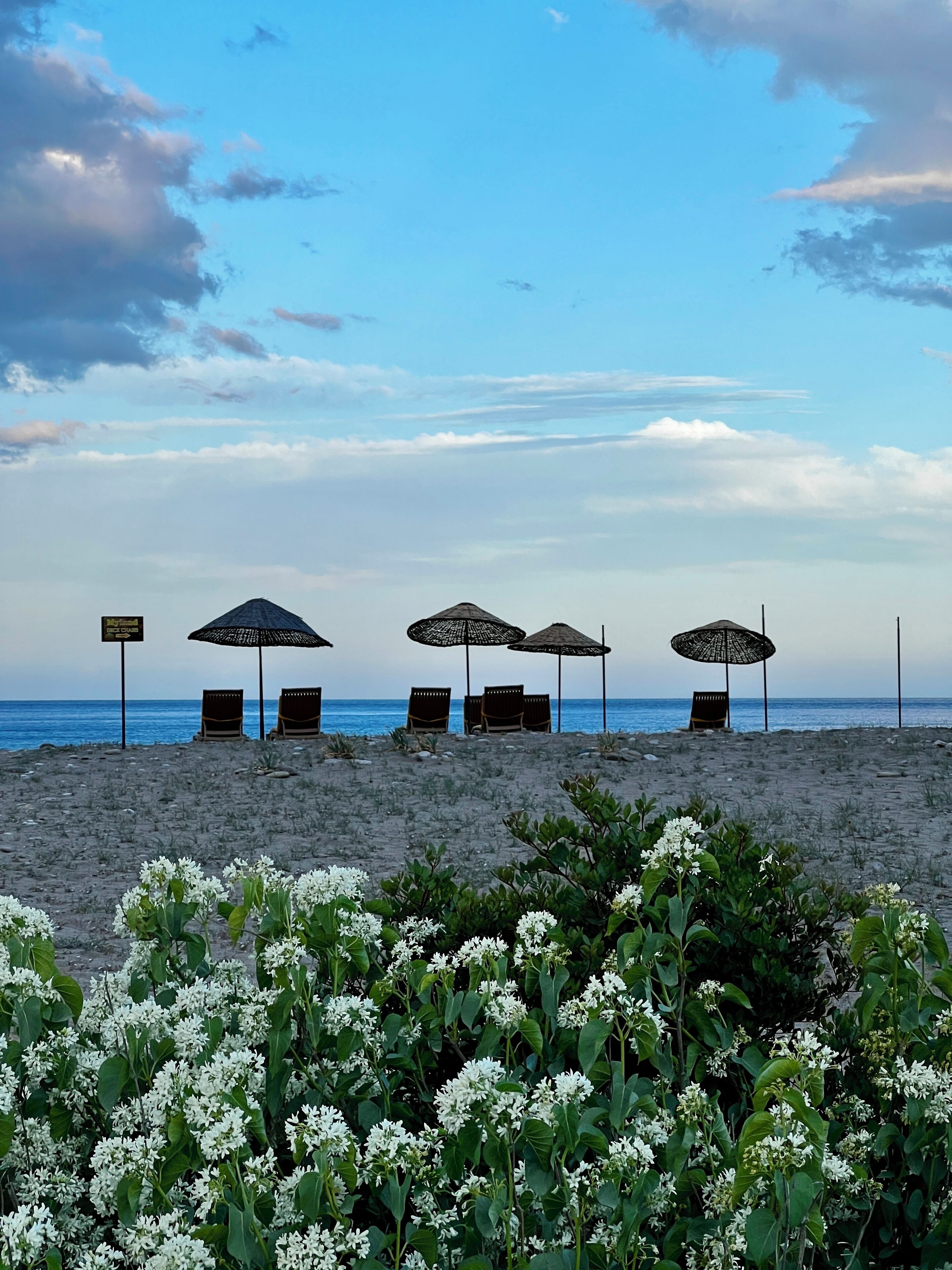 private beach nearby, sun-loungers, beach umbrellas