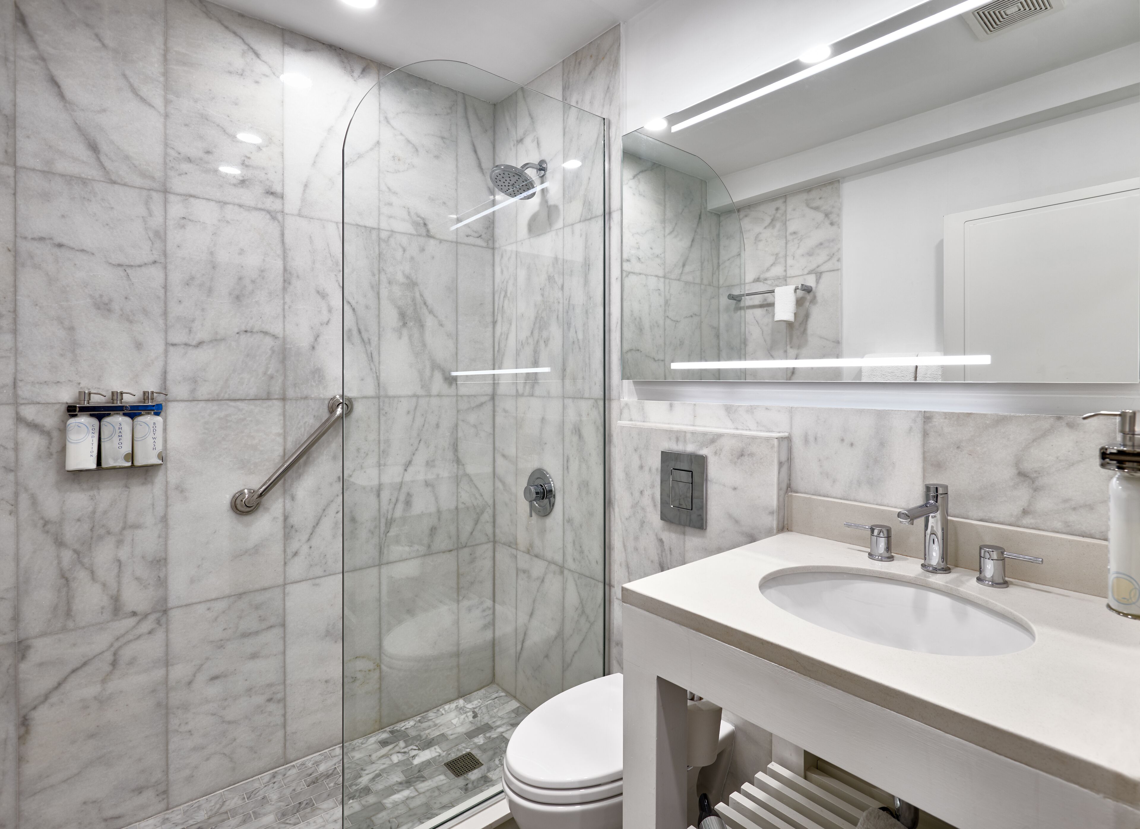 two bedroom penthouse loft suite with balcony and kitchenette | bathroom shower