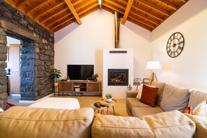 Smart TV y chimenea 