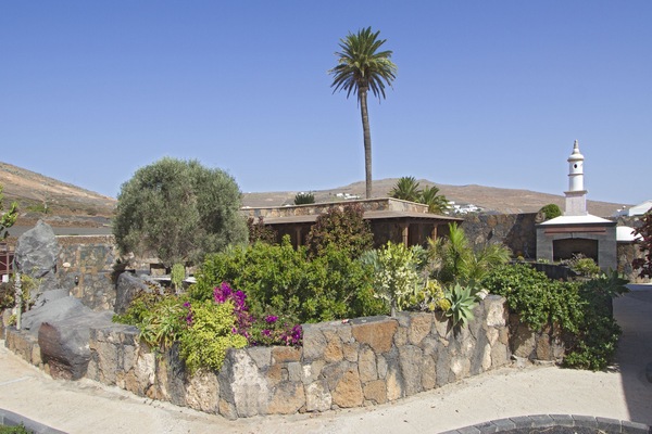 Parte trasera de la casa, en la que hay una barbacoa, bodega...
