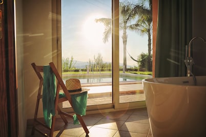 Delightful 4 Bed Villa with Heated pool & Jacuzzi Overlooking Aeolian  Islands