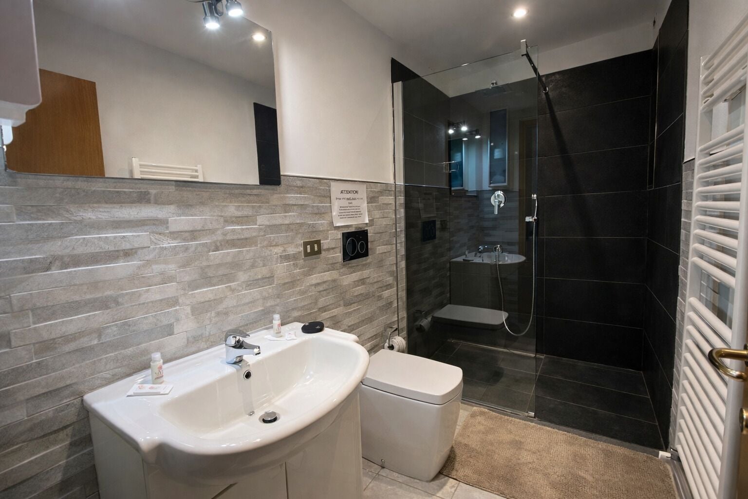 Duschwanne, Haartrockner, Bidet, Handtücher