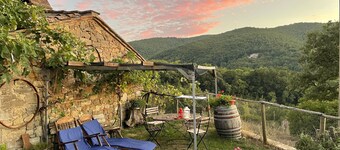 Ancient stone farmhouse on a top of Chianti Hill with private garden and lake