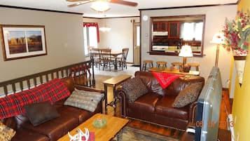 Fernseher, Kamin, DVD-Player, Bücher