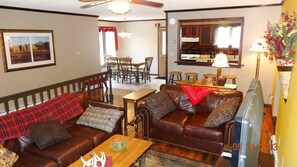 TV, fireplace, DVD player, books