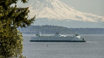 On the beach, sun loungers