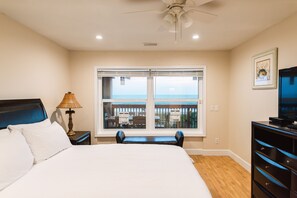 4 bedrooms, pillowtop beds, desk, iron/ironing board