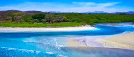 Plage, chaises longues, serviettes de plage