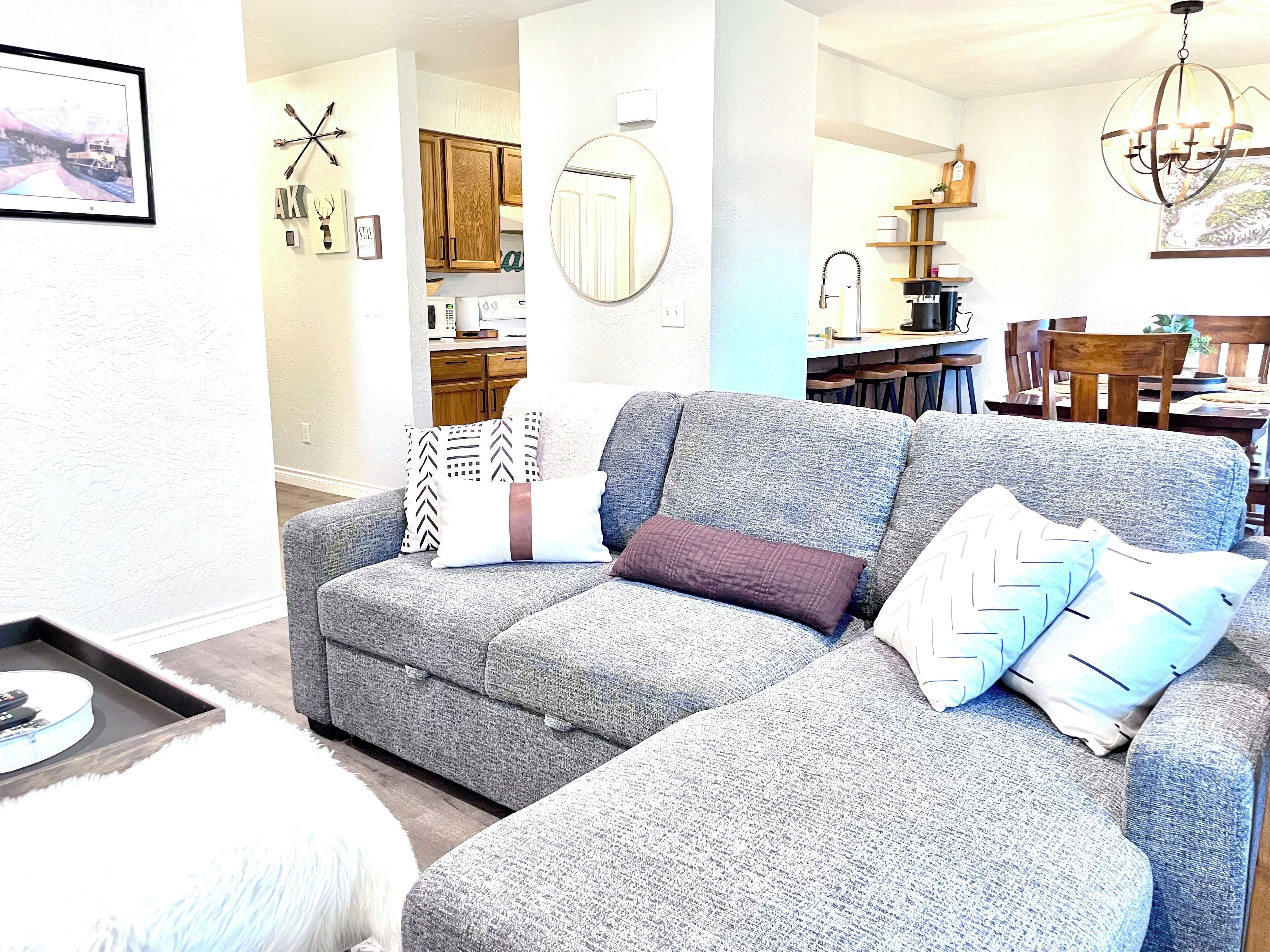 Smart TV, DVD player, books, video library
