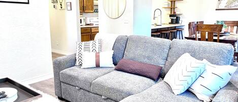 Smart TV, DVD player, books, video library