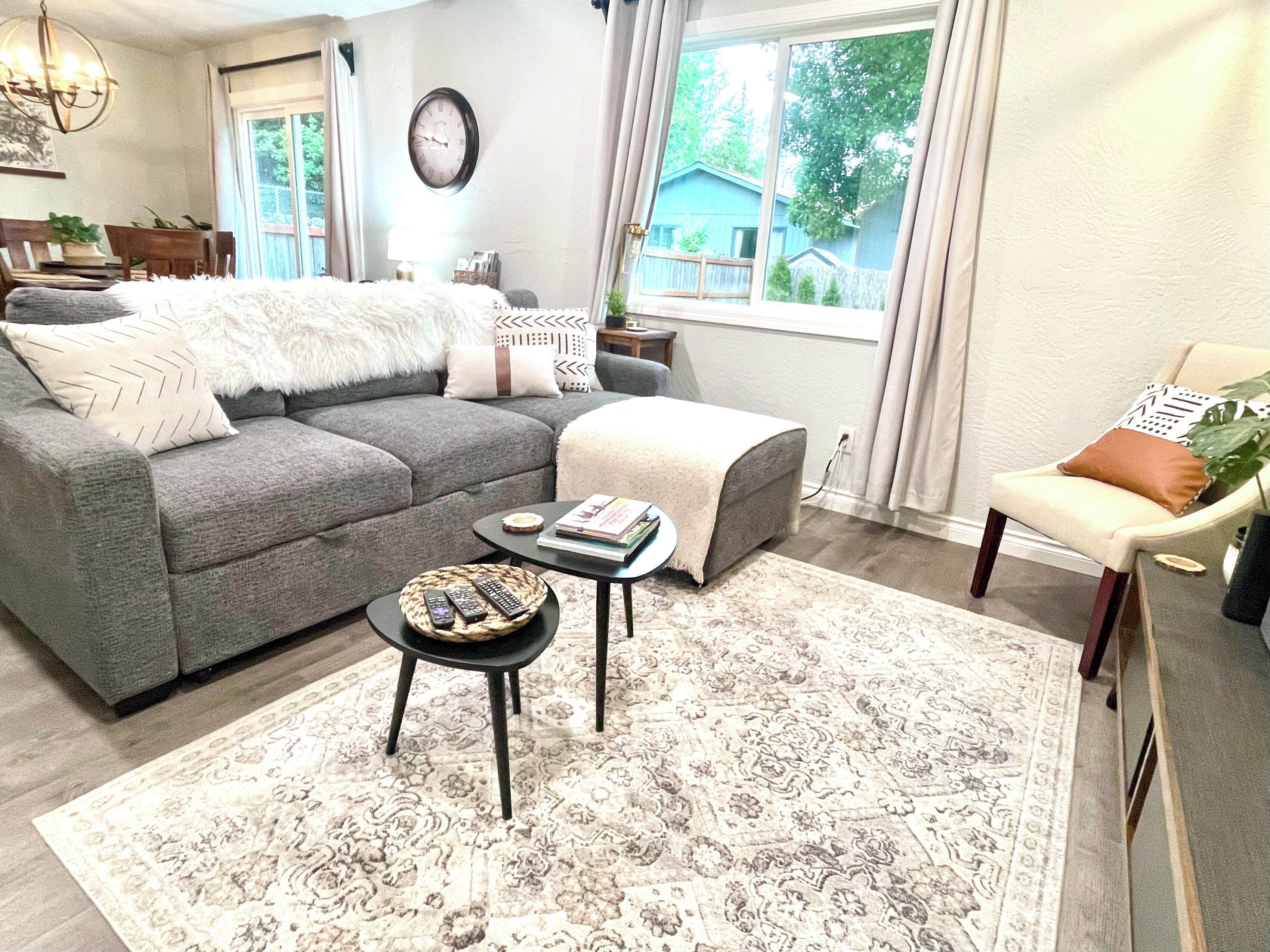 Smart TV, DVD player, books, video library