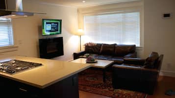 TV, fireplace