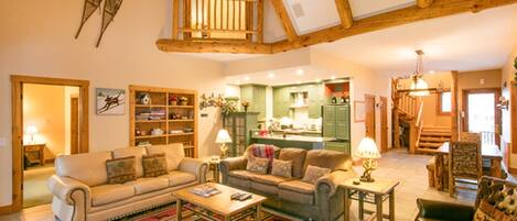 Smart TV, fireplace, DVD player, books