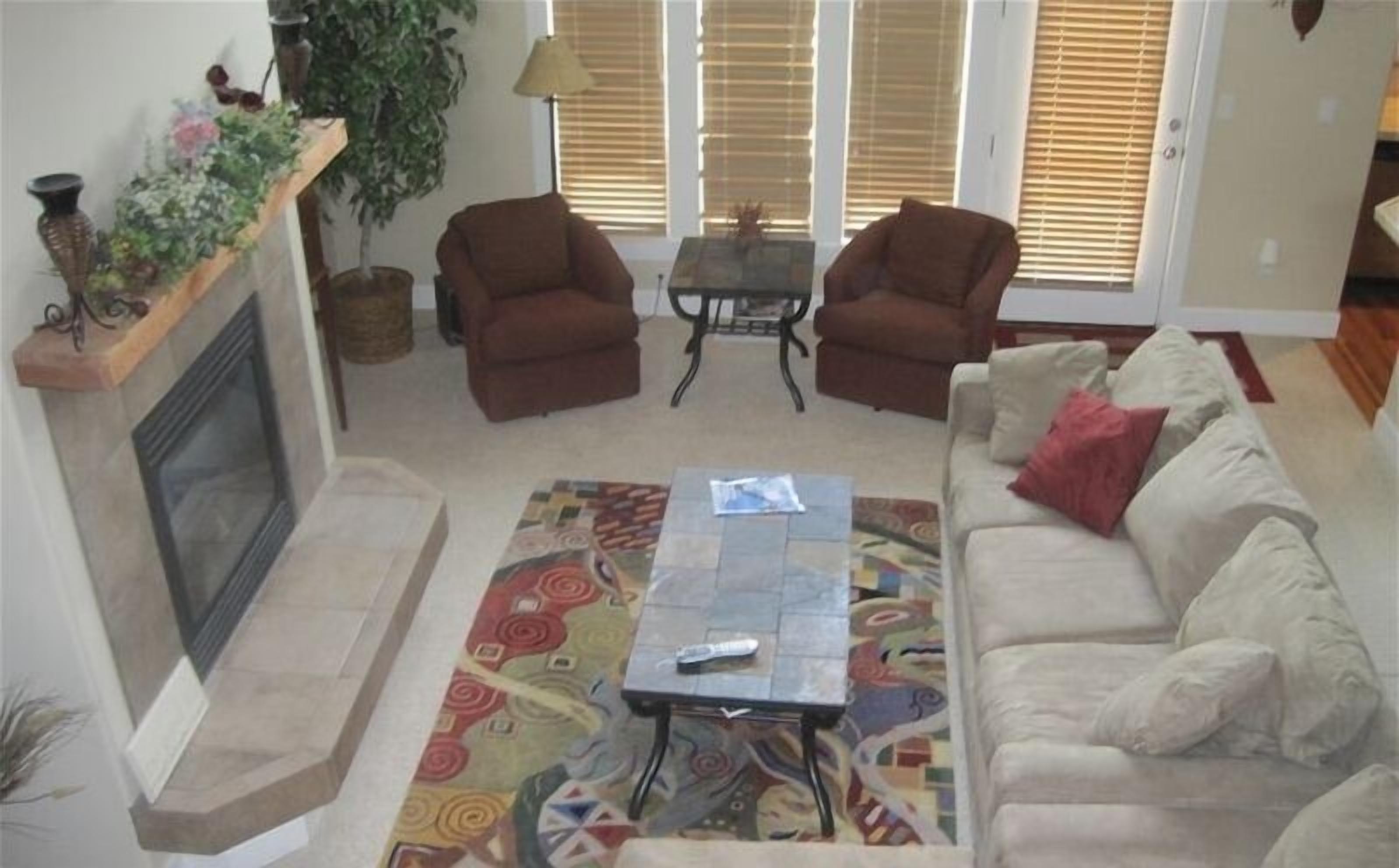 Smart TV, fireplace, DVD player, music library