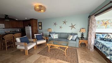 Smart TV, DVD player, books, video library