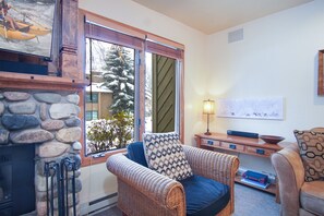 Televisor, llar de foc, taula de tennis de taula i llibres