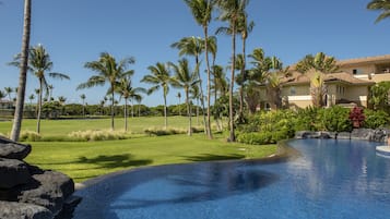 Una piscina al aire libre, una piscina climatizada