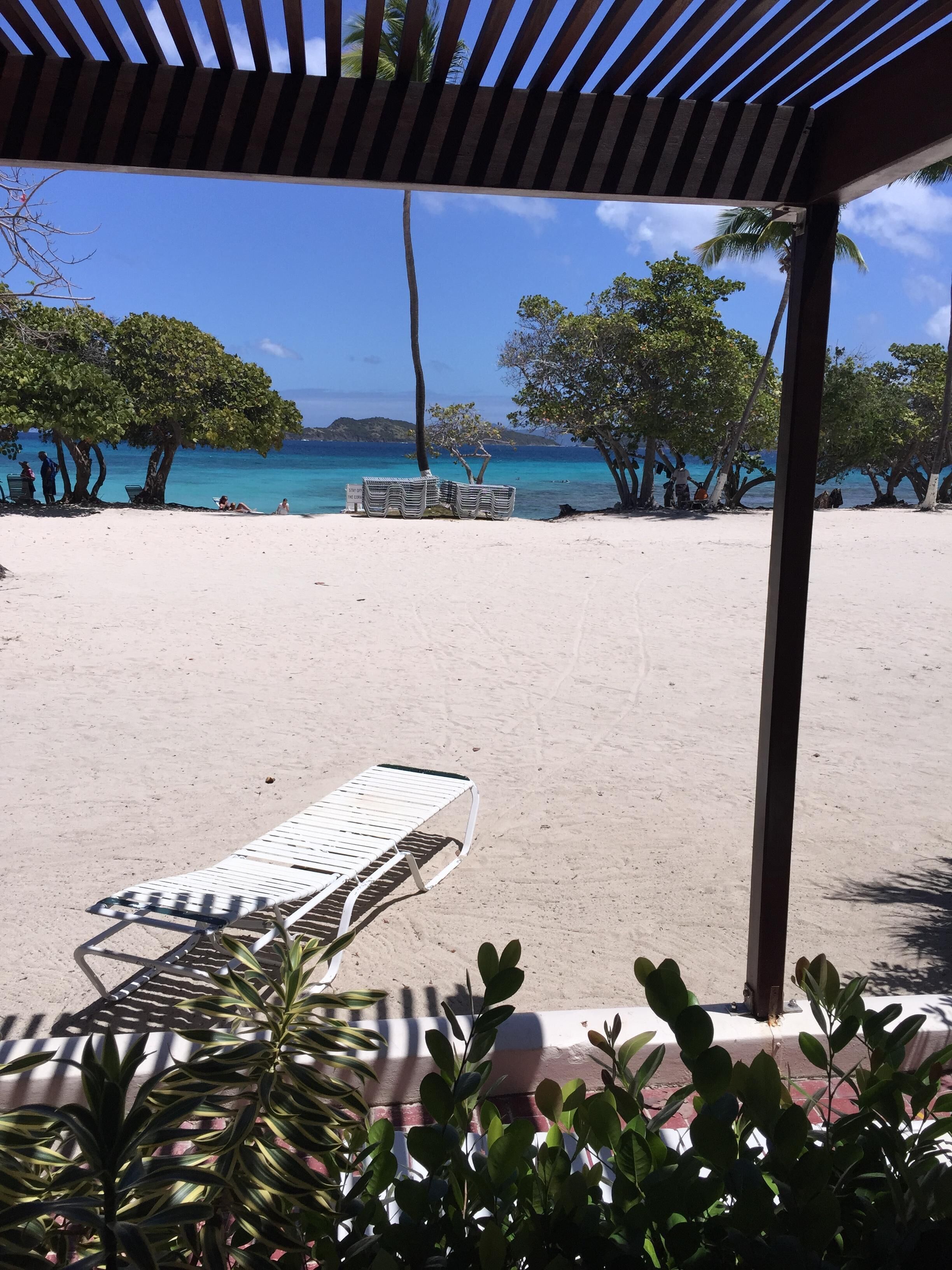 On the beach, sun loungers, beach towels