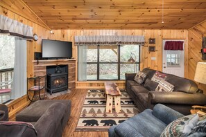 Fireplace, DVD player, table tennis