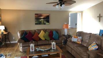 Televisión, chimenea, reproductor de DVD y tenis de mesa