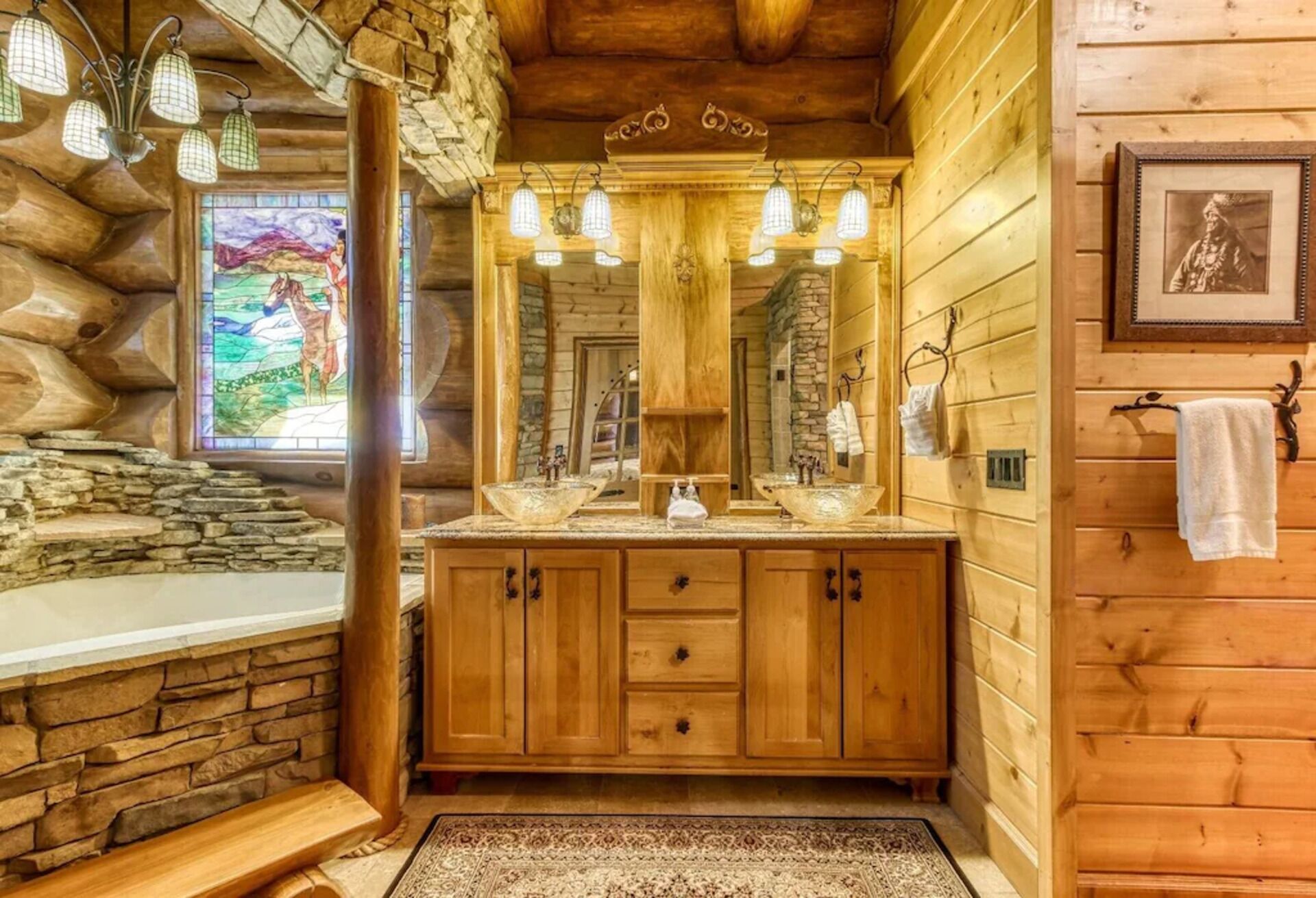 luxurious mountain lodge with communal pool
