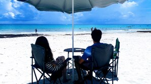 Sun-loungers, beach towels