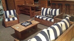 TV, DVD player, books, video library