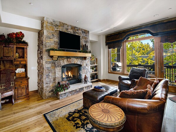 Televisión y chimenea