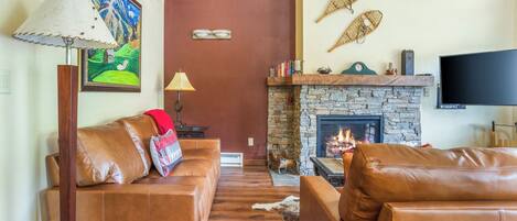TV, fireplace