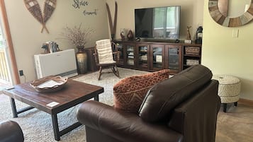 Smart TV, books, music library, stereo