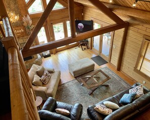 Smart TV, fireplace, video games, DVD player