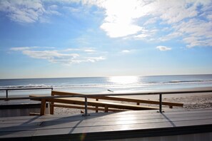 Beach nearby, sun loungers