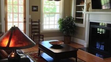 Flat-screen TV, books