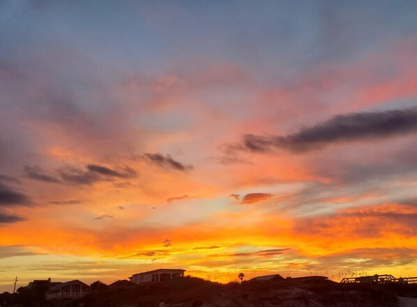 Set against a vibrant sky, this residential area offers a serene backdrop.