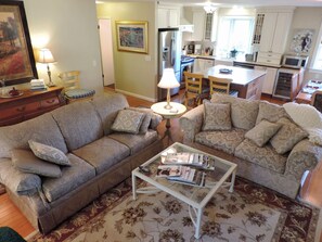 TV, fireplace, DVD player, books