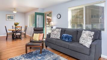 TV, fireplace, DVD player, video library